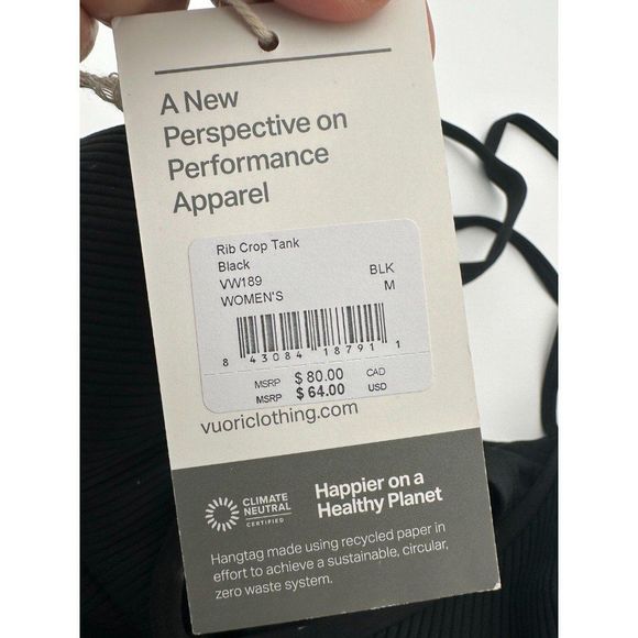 $64 NEW Vuori Rib Crop Tank Top - Women's Size XS-XL - Picture 5 of 9